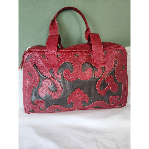 LABRADO LEATHER Handbags - LABRADO LEATHER Satchel Red and Dark Brown